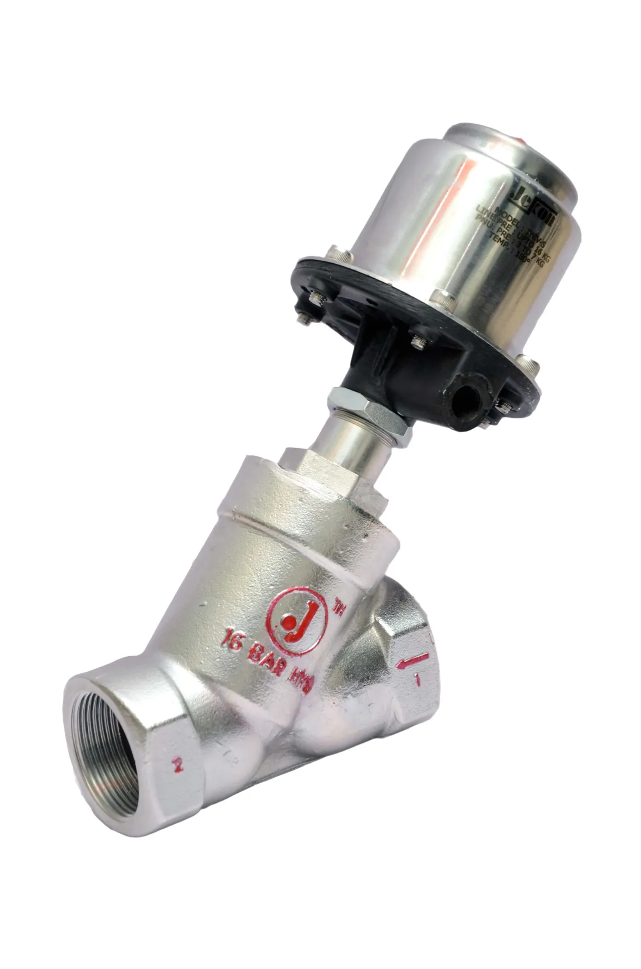 MAKE 2/2 WAY PNEUMATIC ANGLE SEAT VALVE ON/OFF CONTROL VALVE "Y" TYPE CONTROL VALVE (TRICLOVER END) Item no. JCP 11 (S.S.304, JYCV-T-15)