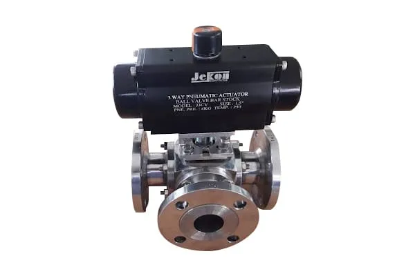 PNEUMATIC BALL VALVE SS304 3 WAY L/T PORT FLANGED END 150#/300# (25MM)