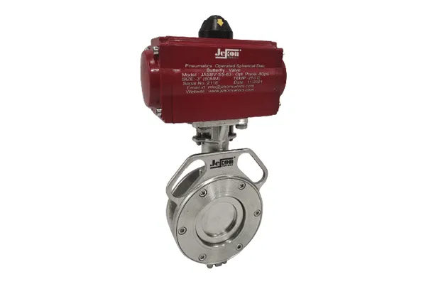 PNEUMATIC BUTTERFLY VALVE S.S.304 BODY S.S.304 DISH
